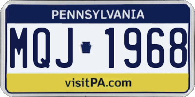 PA license plate MQJ1968
