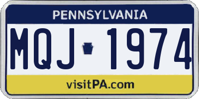 PA license plate MQJ1974