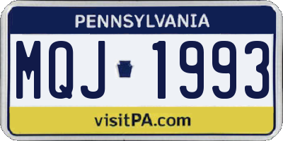 PA license plate MQJ1993