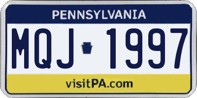 PA license plate MQJ1997