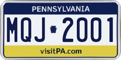 PA license plate MQJ2001