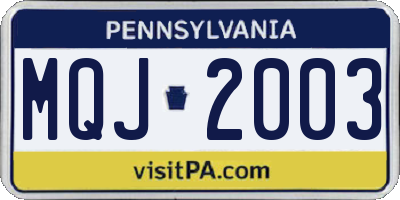 PA license plate MQJ2003