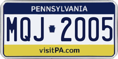 PA license plate MQJ2005