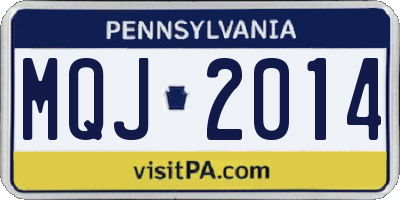 PA license plate MQJ2014