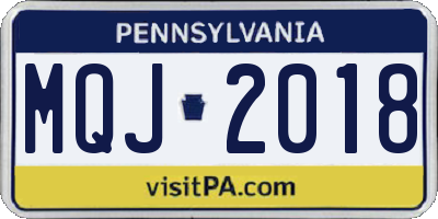 PA license plate MQJ2018