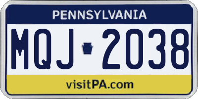 PA license plate MQJ2038