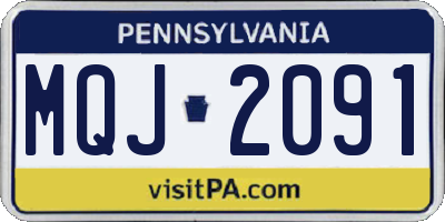 PA license plate MQJ2091