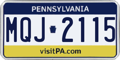 PA license plate MQJ2115