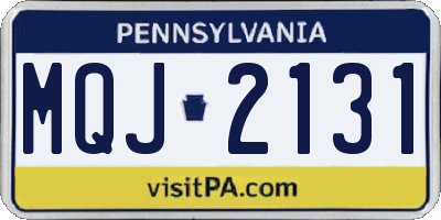 PA license plate MQJ2131