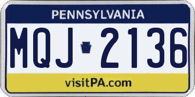 PA license plate MQJ2136
