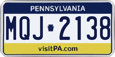 PA license plate MQJ2138