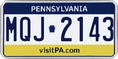 PA license plate MQJ2143