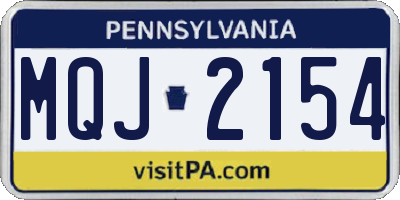 PA license plate MQJ2154