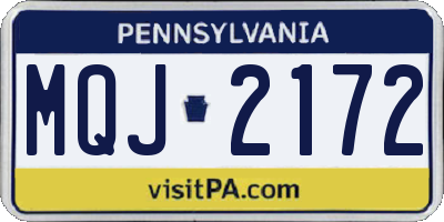 PA license plate MQJ2172