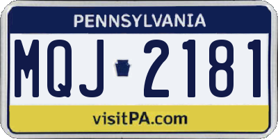 PA license plate MQJ2181
