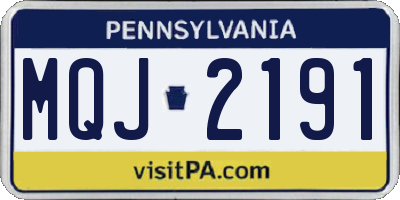 PA license plate MQJ2191