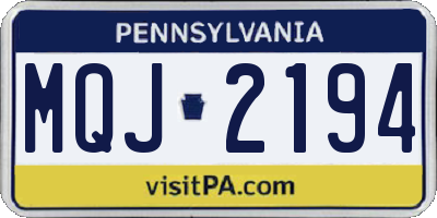 PA license plate MQJ2194