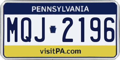 PA license plate MQJ2196