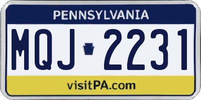 PA license plate MQJ2231