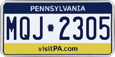 PA license plate MQJ2305
