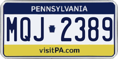 PA license plate MQJ2389