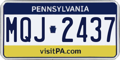 PA license plate MQJ2437