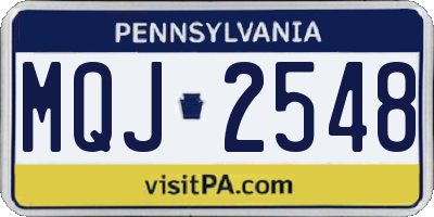 PA license plate MQJ2548