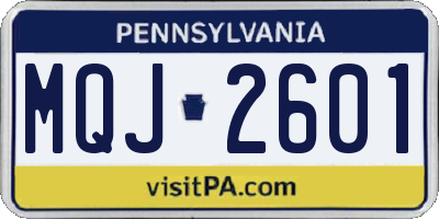 PA license plate MQJ2601