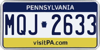 PA license plate MQJ2633