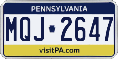 PA license plate MQJ2647