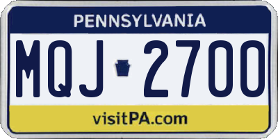 PA license plate MQJ2700