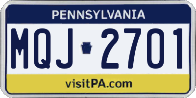 PA license plate MQJ2701