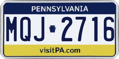 PA license plate MQJ2716