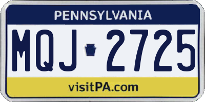 PA license plate MQJ2725