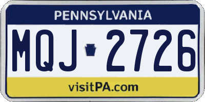 PA license plate MQJ2726