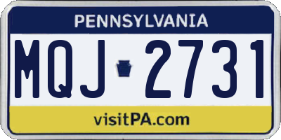 PA license plate MQJ2731