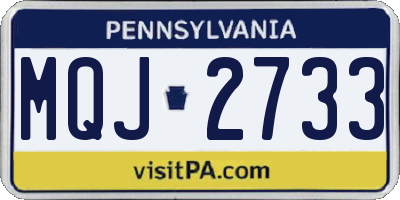 PA license plate MQJ2733