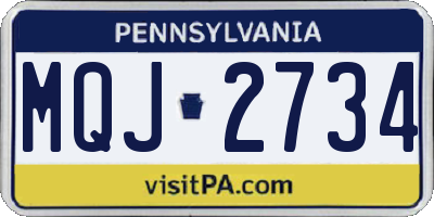 PA license plate MQJ2734