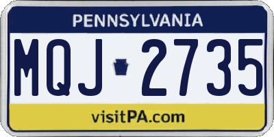 PA license plate MQJ2735