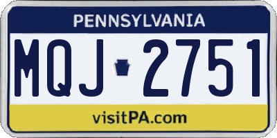 PA license plate MQJ2751