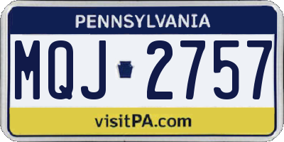 PA license plate MQJ2757
