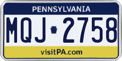 PA license plate MQJ2758