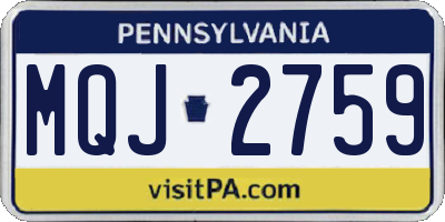PA license plate MQJ2759