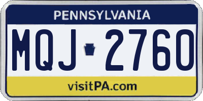 PA license plate MQJ2760