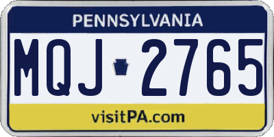 PA license plate MQJ2765