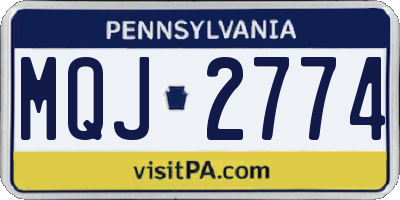 PA license plate MQJ2774