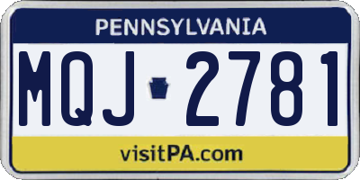 PA license plate MQJ2781