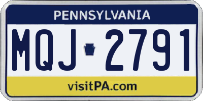 PA license plate MQJ2791