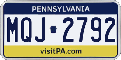 PA license plate MQJ2792