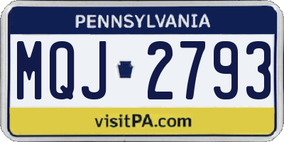 PA license plate MQJ2793